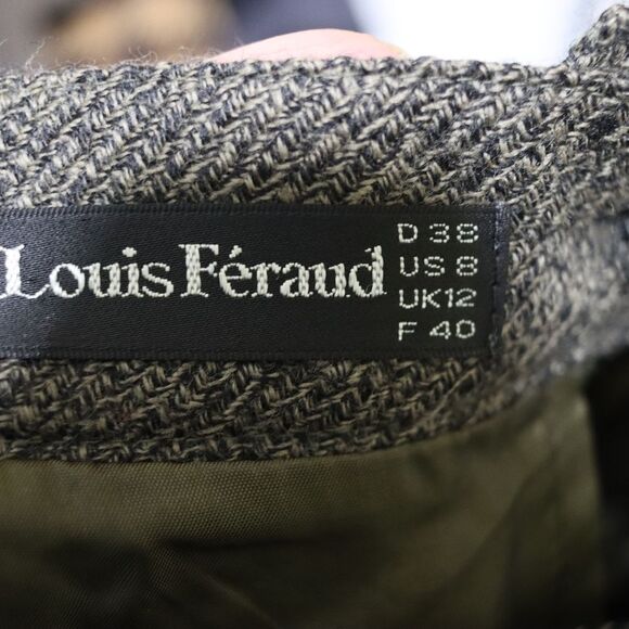 Louis Féraud Vintage Brown Green Plaid Skirt Suit West Germany Size 8 - Picture 12 of 13